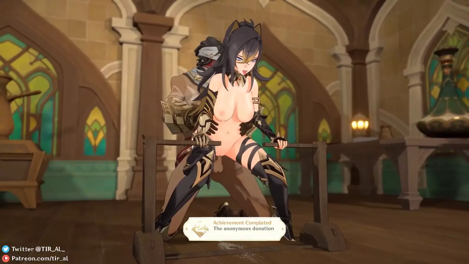 A Hentai character using longsword to reveal their thigh riftslo tomcat